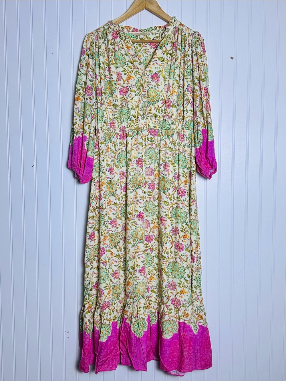Farmers Market Puff Sleeve Maxi Dress  L Bohemian Puff sleeves flowy - Picture 5 of 13